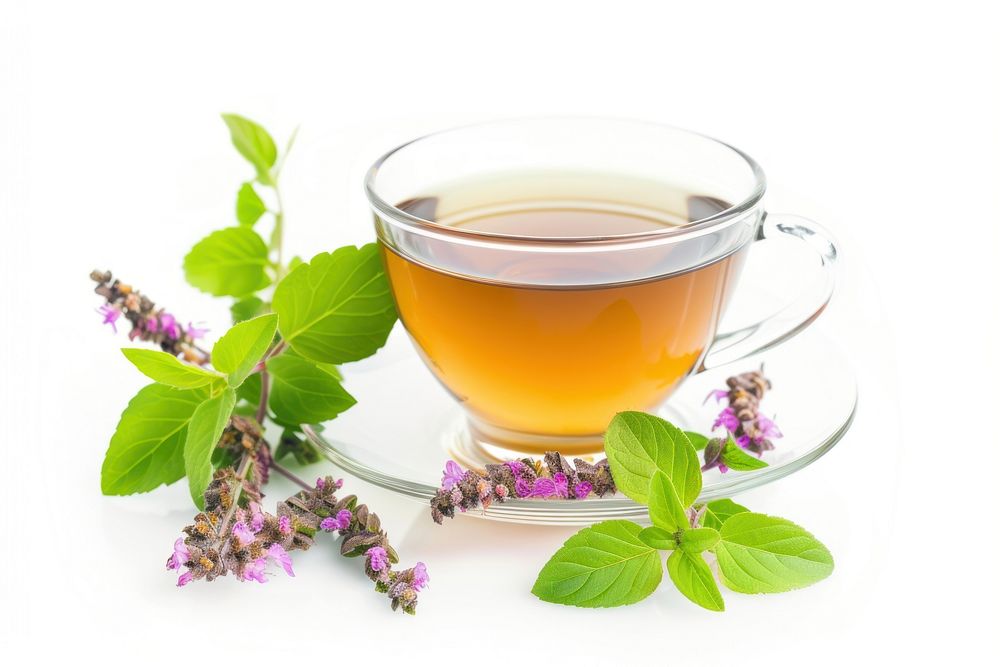 Herbal tea in a cup herbs plant drink.