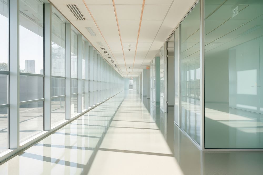 Modern office corridor architecture building glass.