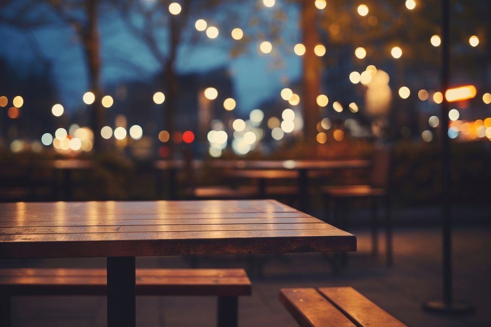 Street bar restaurant outdoors lighting table.