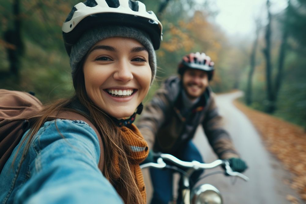 Bicycle rides portrait smiling vehicle.
