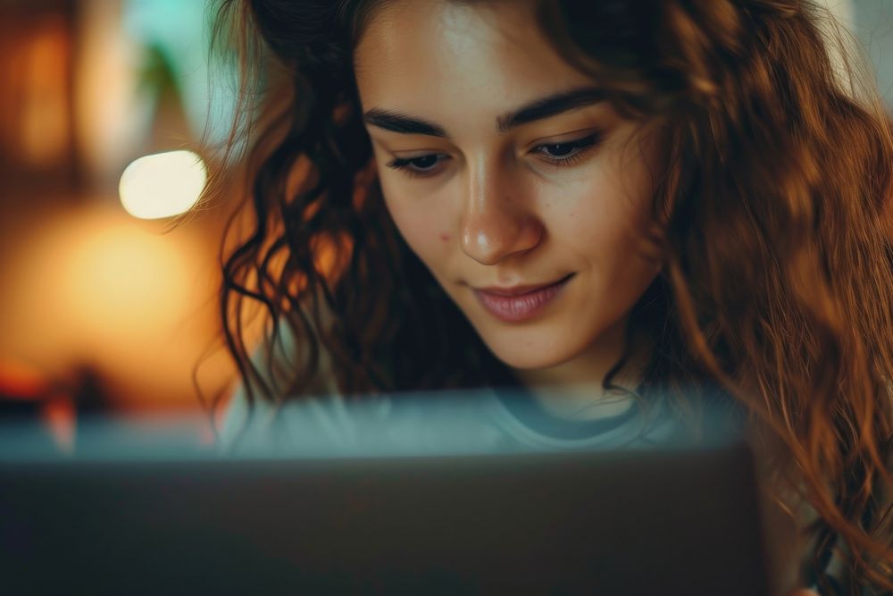 Woman using her laptop photography portrait adult.