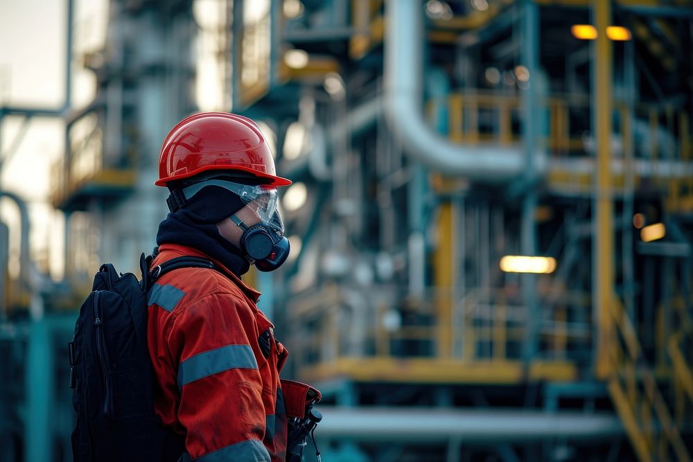 Petrochemicals employee petrochemicals industry hardhat helmet adult.