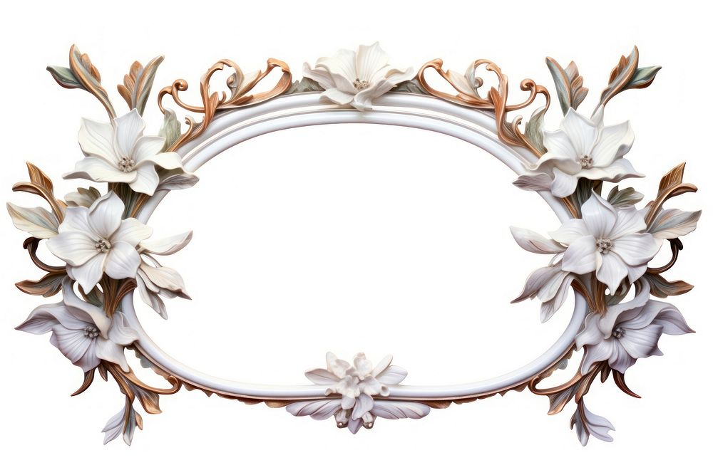 Nouveau art of flower stalks frame white white background accessories.