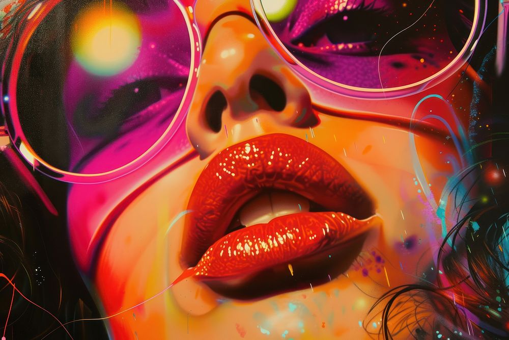 Vinly art sunglasses lipstick.