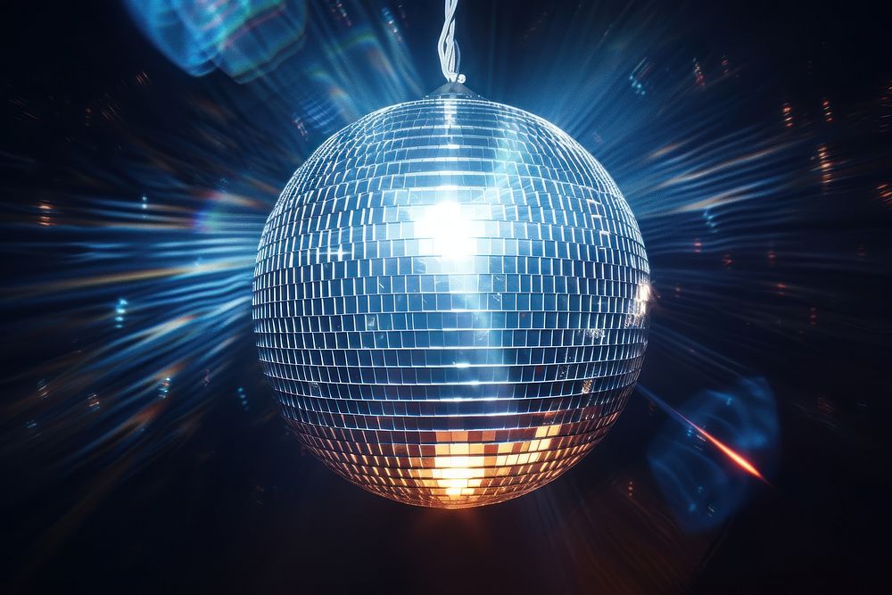 Disco ball lighting sphere illuminated.