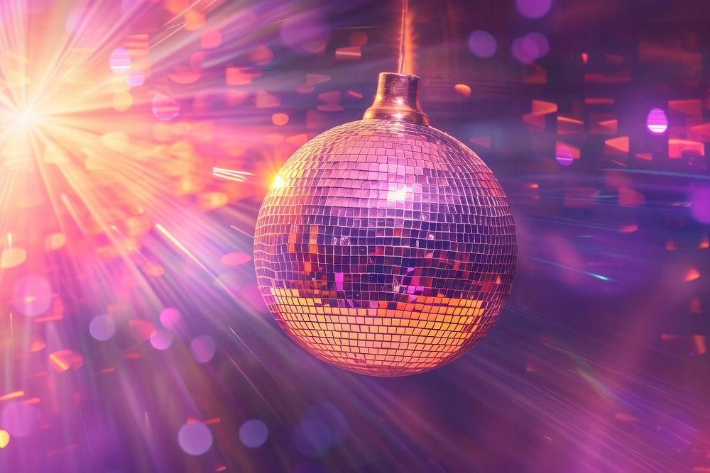 Disco ball nightclub sphere illuminated.