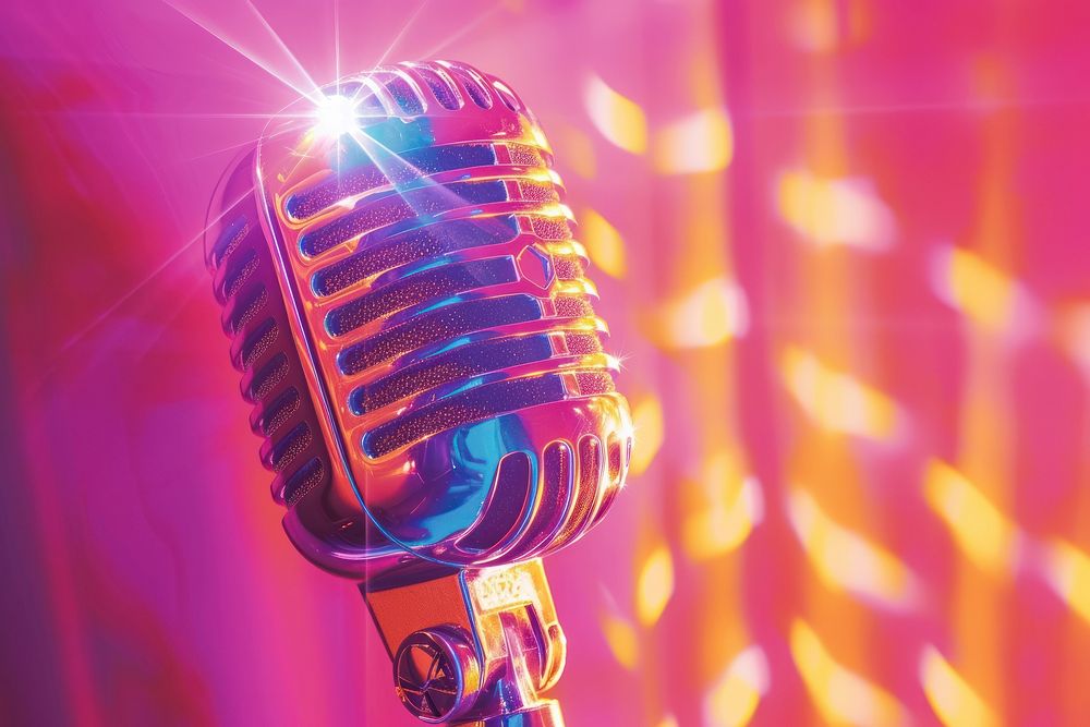 Microphone light illuminated performance.