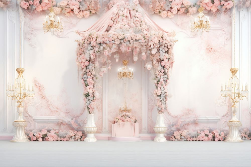 3d render wedding architecture flower altar.