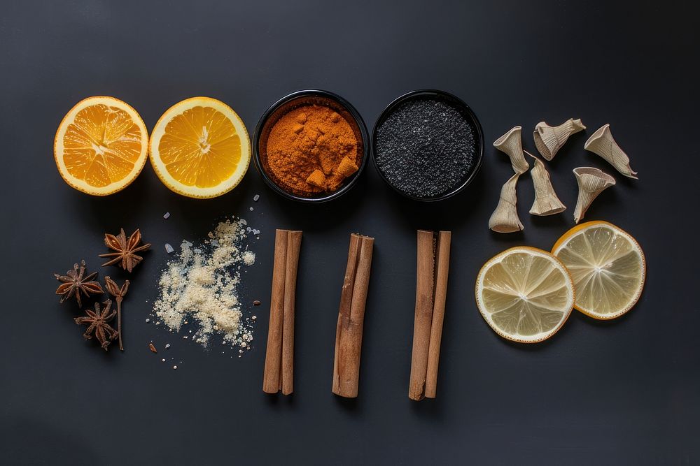 Aromatherapy ingredients spice food freshness.
