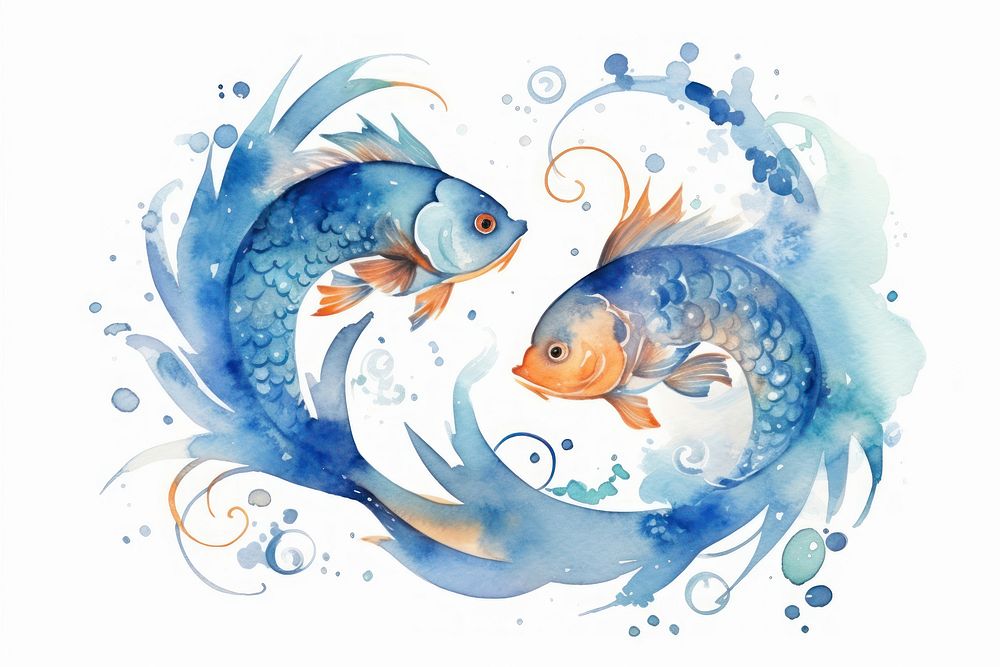 Zodiac of pisces animal water fish.