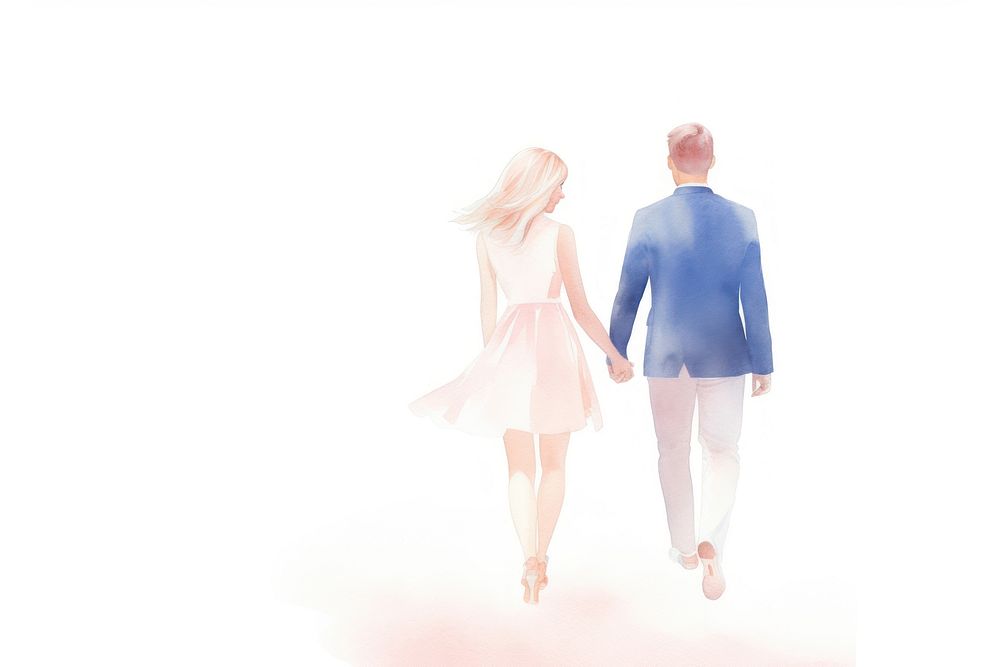 Couple walking holding hands adult white background togetherness.