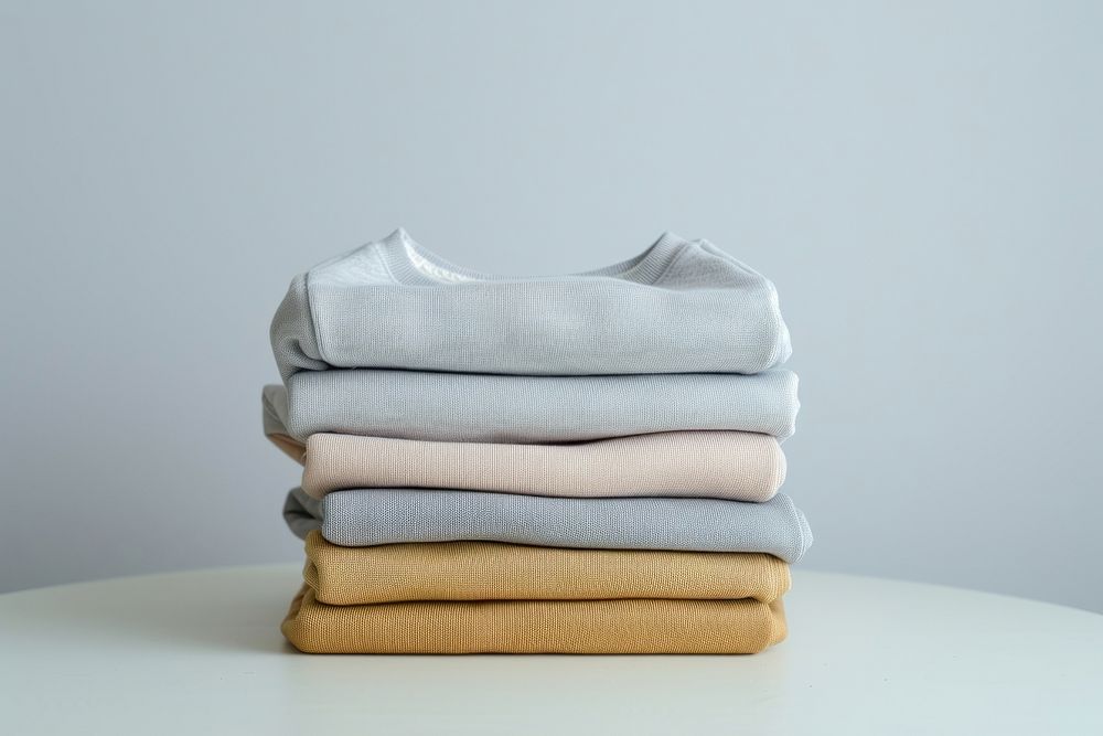 A stack of sweatshirts towel white simplicity.