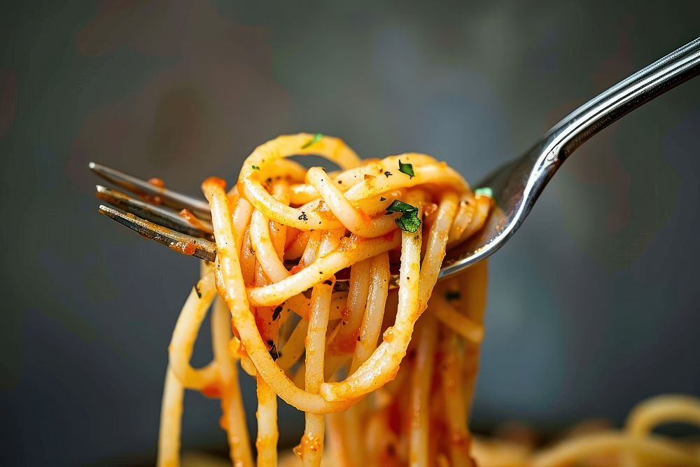 Spaghetti on fork pasta food naporitan.