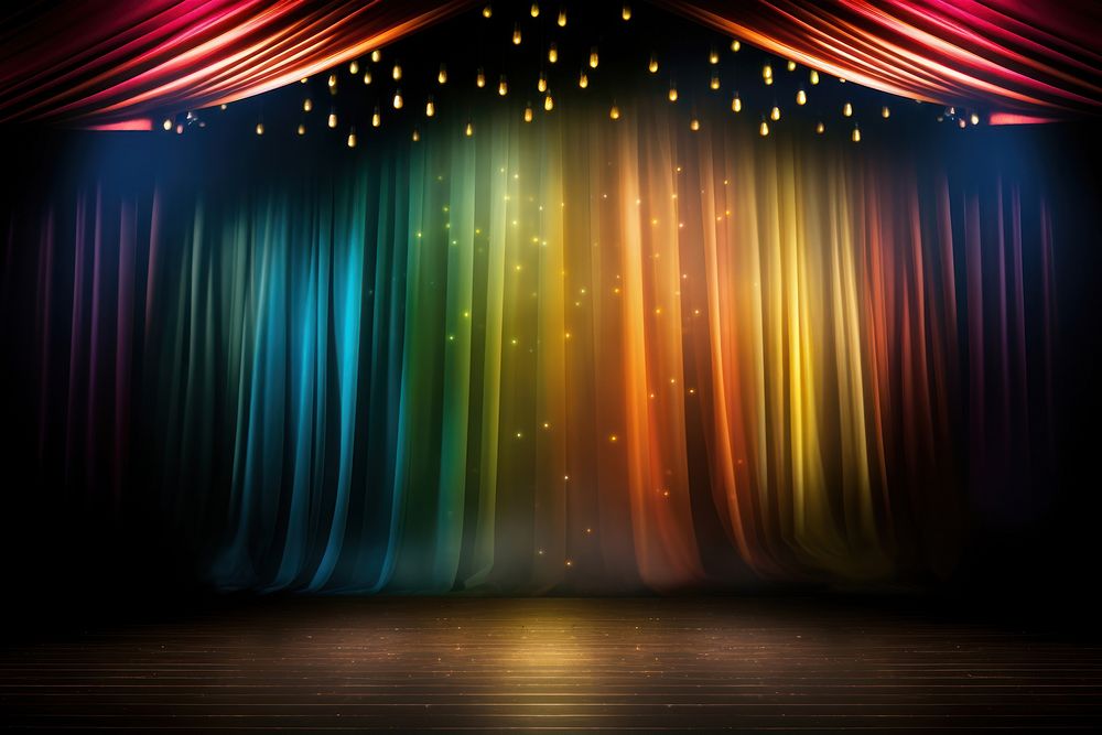 Spotlight stage curtain illuminated.