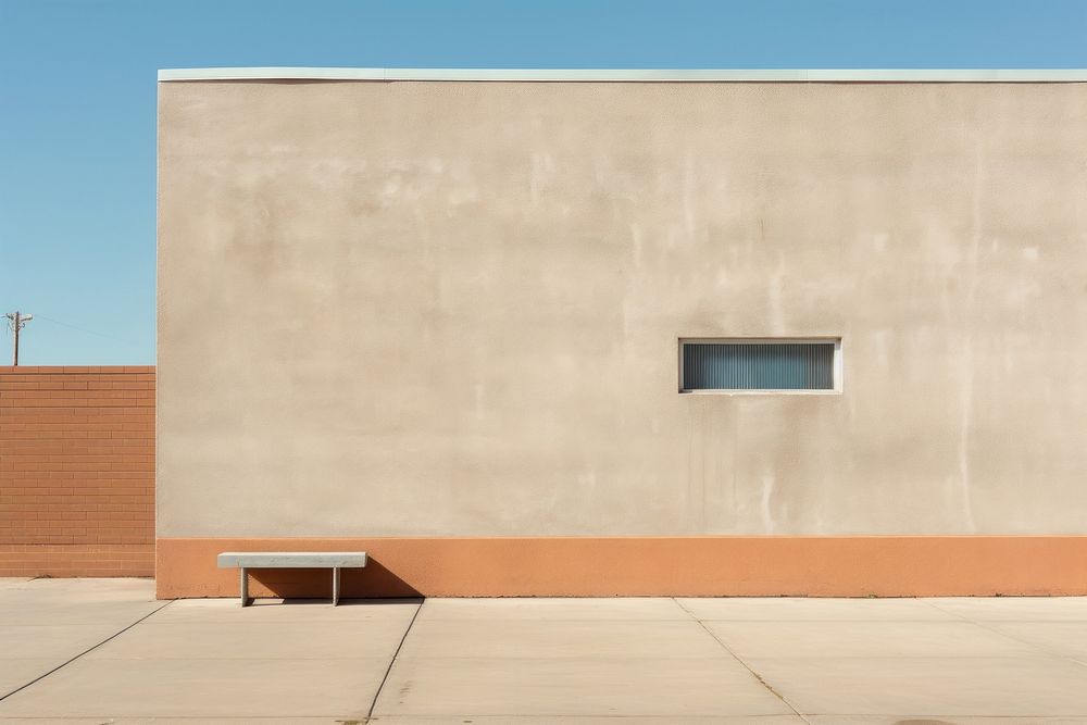 Large building wall at school in daytime architecture outdoors furniture.