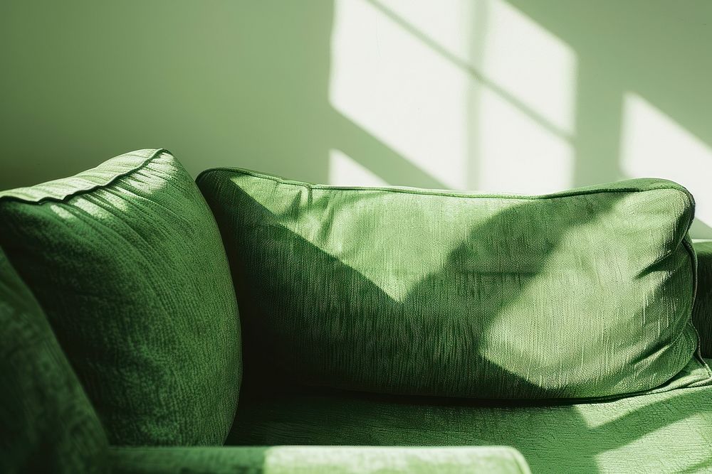 Green sofa modern backgrounds furniture cushion.