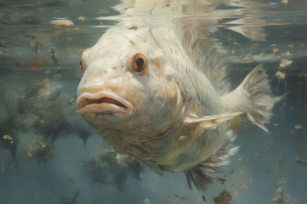 Close up on pale Underwater underwater animal fish.