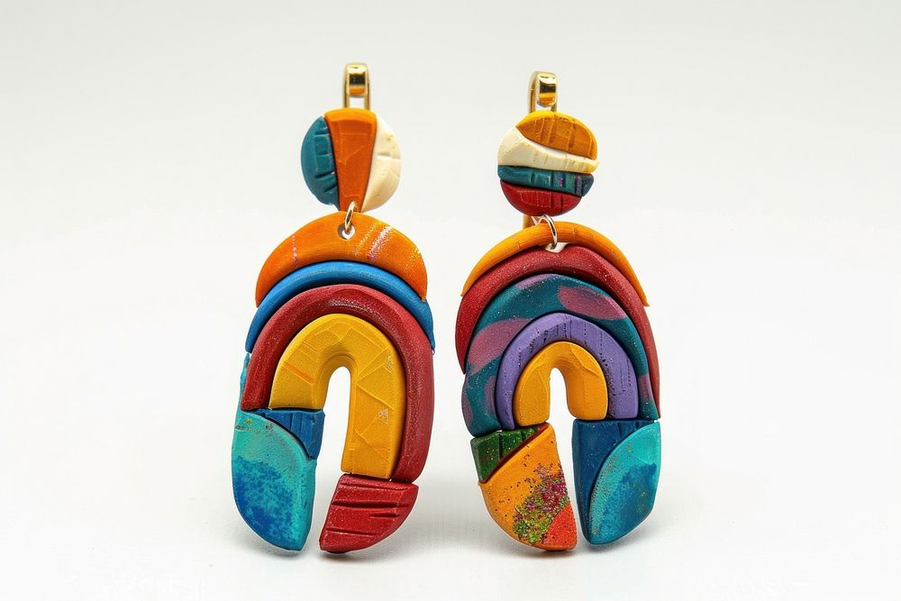 Arch polymer clay earrings jewelry white background accessories.