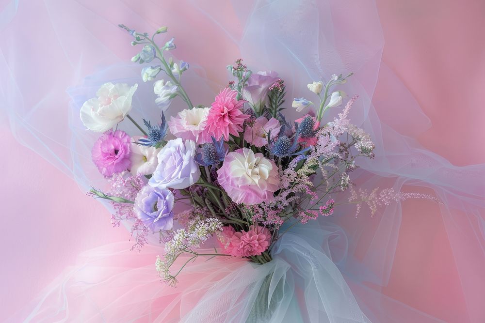 Bouquet from pastel wedding flower plant.