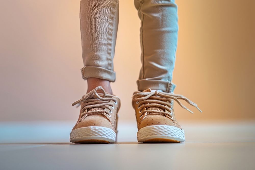 Kids wear Simple shoe footwear shoelace flooring.