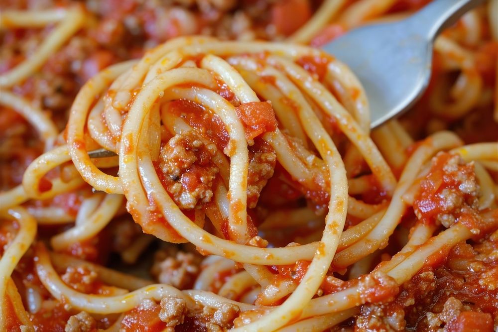 Spaghetti on fork pasta food naporitan.