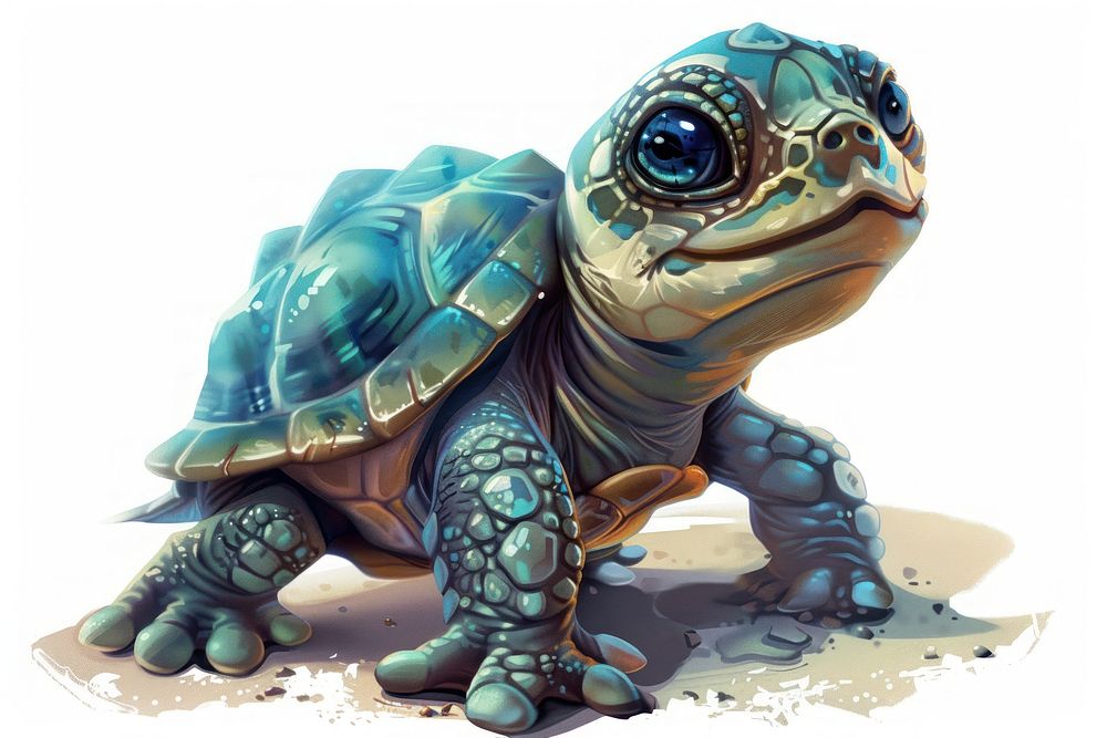 Baby turtle reptile cartoon animal.