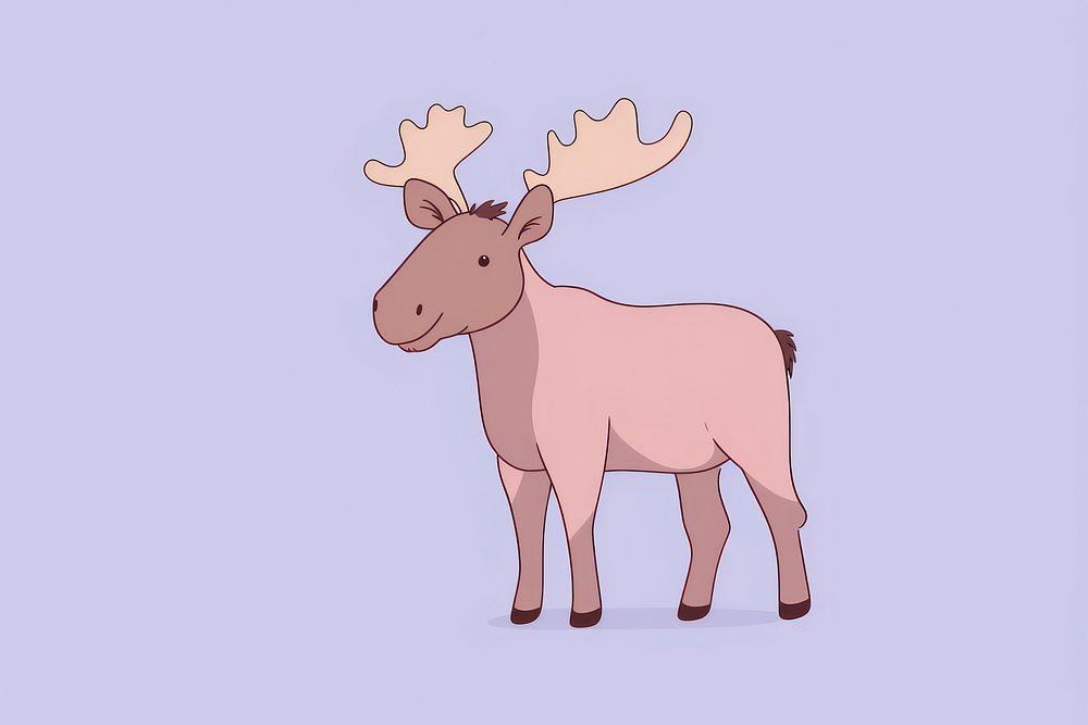 Moose with antlers wildlife cartoon animal.