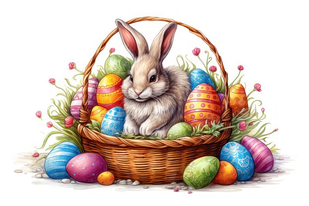 Chubby Easter bunny basket egg mammal.