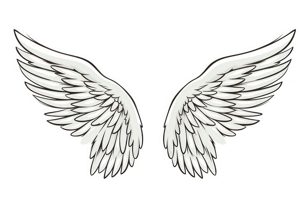 Angel wings doodle drawing sketch white.