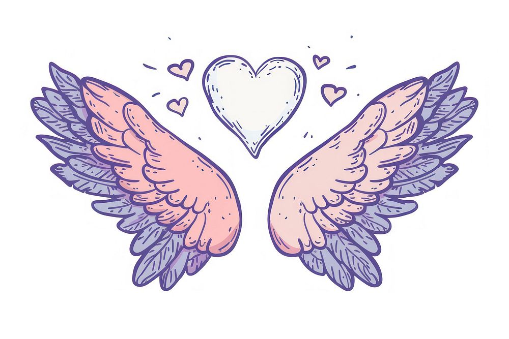 Angel wings doodle creativity cartoon pattern.