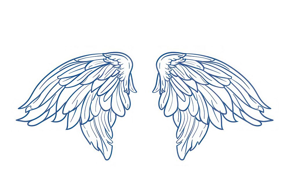 Angel wings doodle drawing sketch line.