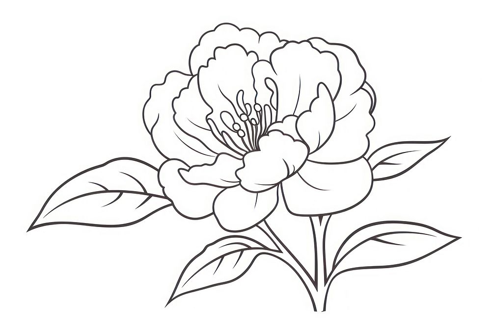 Peony doodle drawing flower sketch.