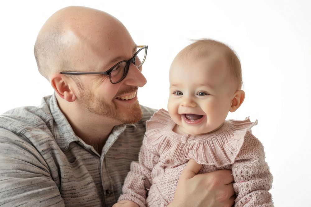 Father and baby daughter laughing and bonding portrait glasses father.