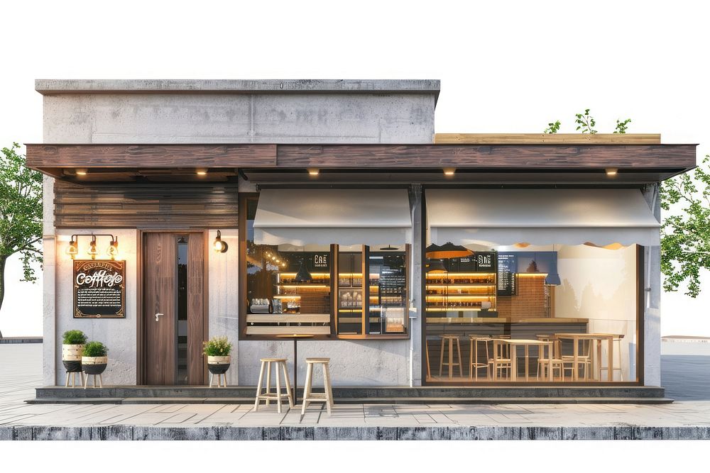 Coffee shop architecture restaurant building.