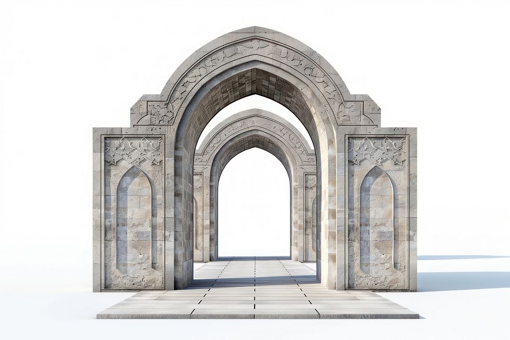Architecture photo of arch gate white background spirituality.