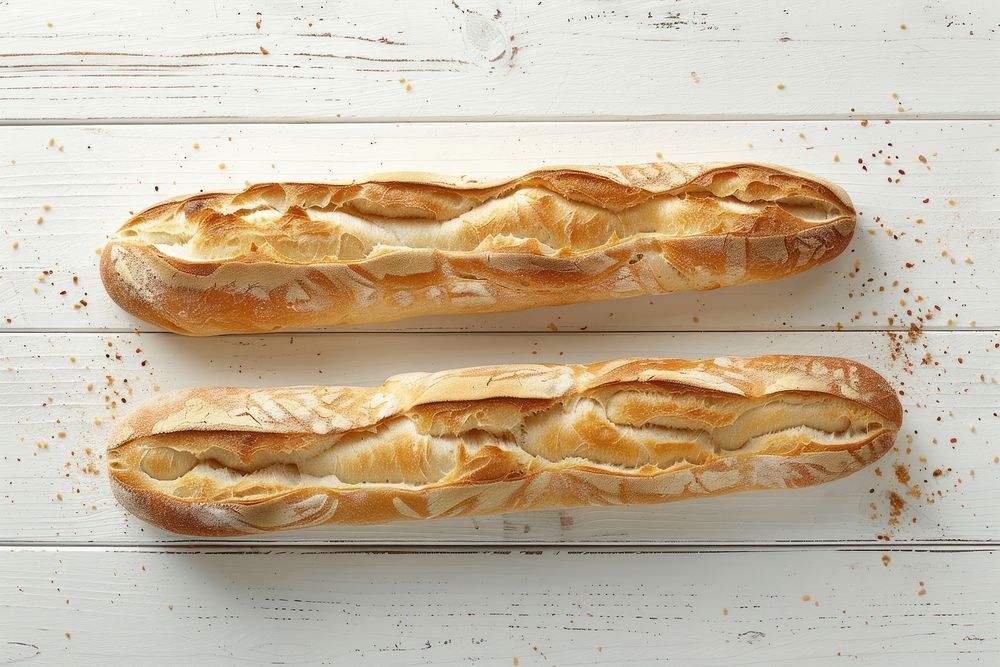 French baguettes bread baked table.
