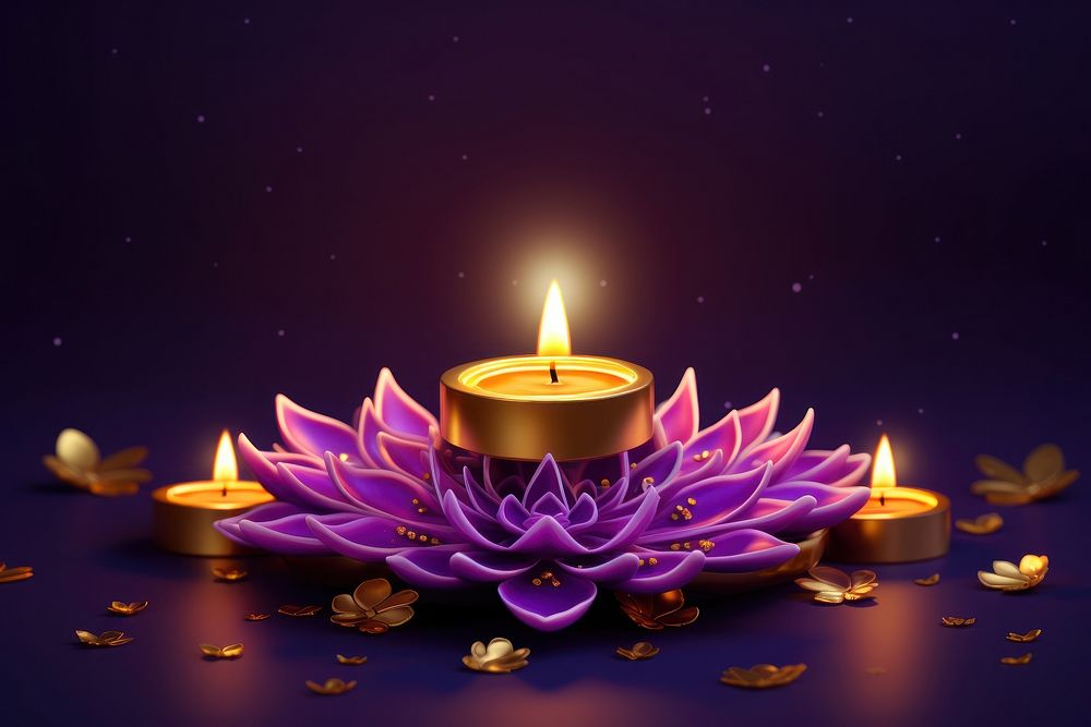 Gold diwali purple spirituality illuminated.