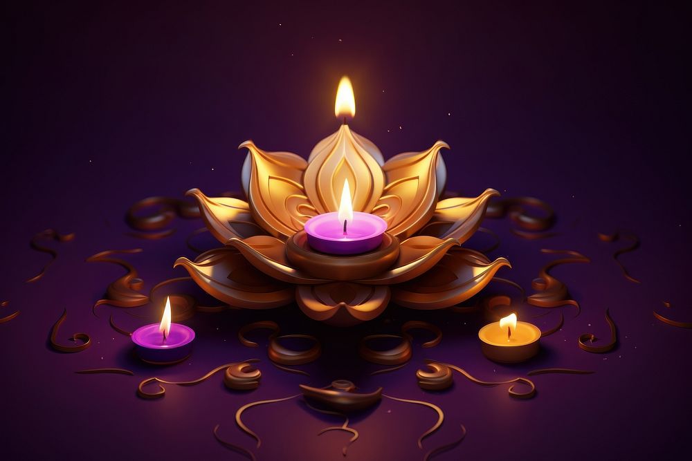 Gold diwali purple spirituality illuminated.