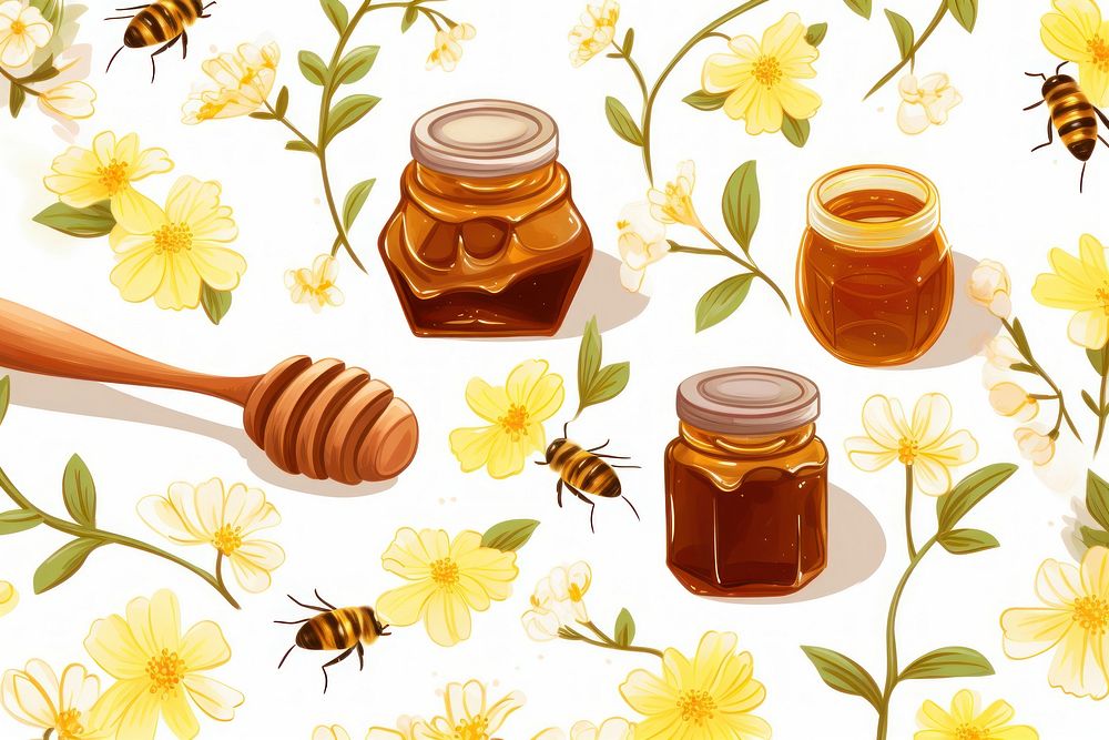 Honey seamless pattern insect bee invertebrate.