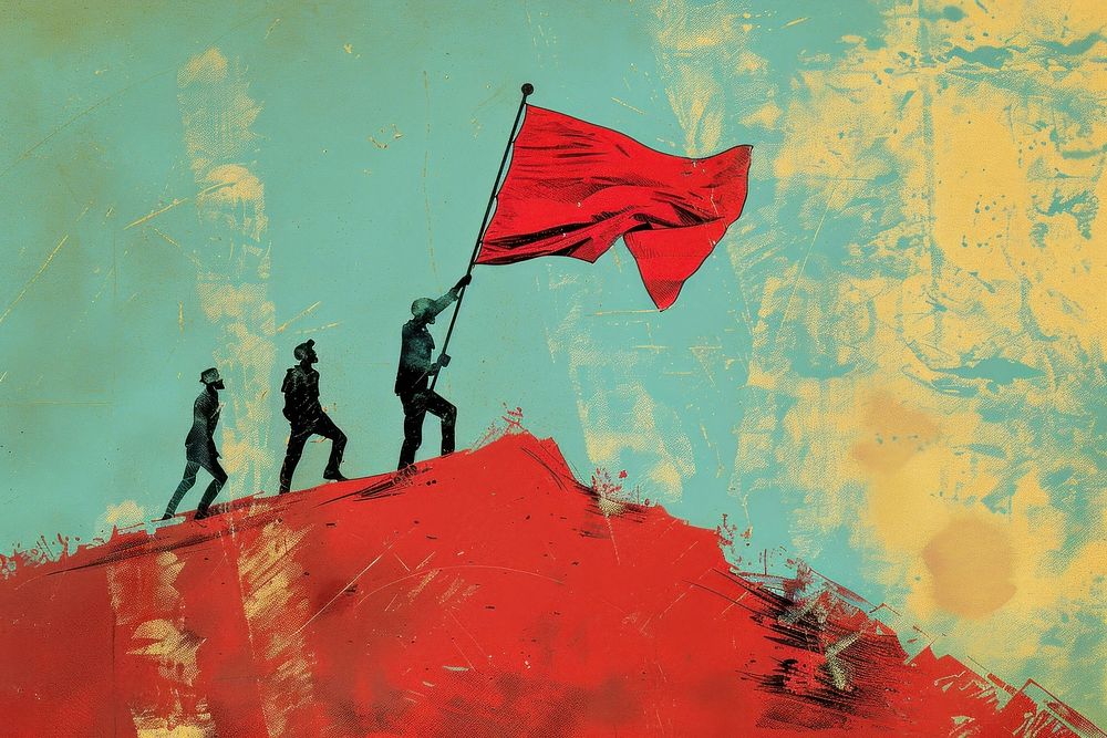 Leadership step flag silhouette painting. | Free Photo Illustration ...