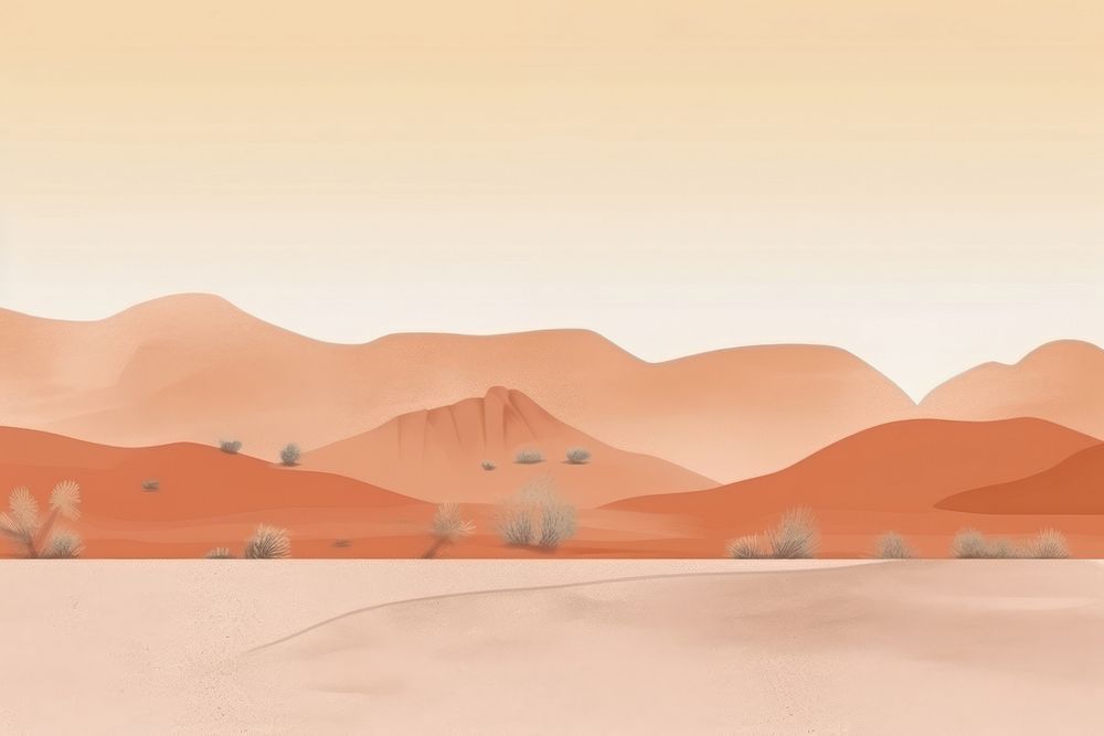 Illustration of landscape park outdoors desert nature.