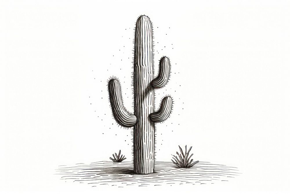 Cactus drawing sketch plant.