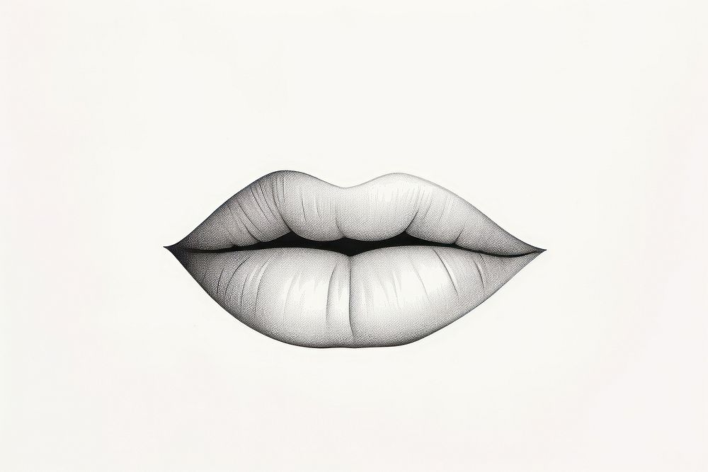 Lips white moustache drawing.