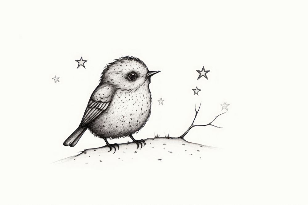 Little bird drawing animal sketch.