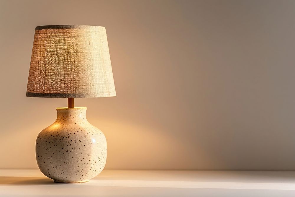 Bedside table lamp illuminated electricity decoration.