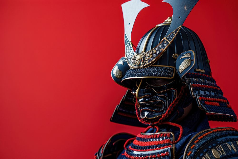 Samurai red representation red background.