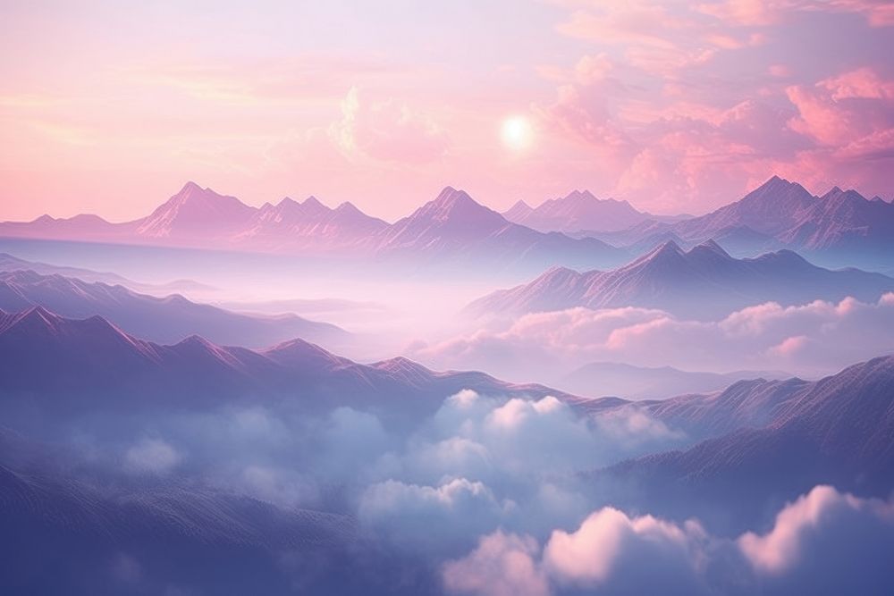 Aesthetic sky mountain landscape panoramic.