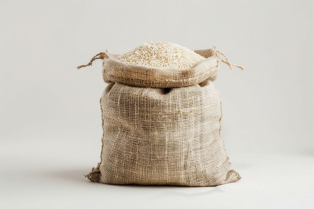 Rice sack bag white background.