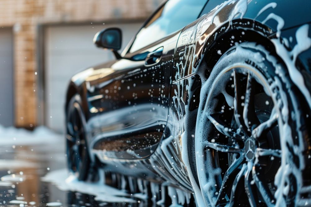Car wash vehicle wheel tire.