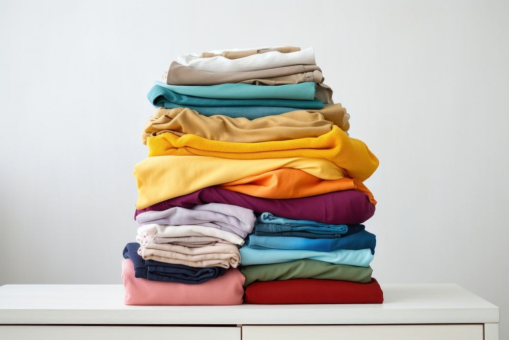 Stack of colorful clothes laundry furniture variation.